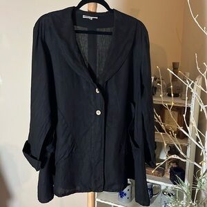 Bryn Walker M 100% linen. Gorgeous black 2-button jacket,2 front pockets.EUC